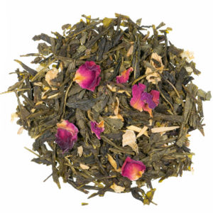 Tè verde con petali di rosa